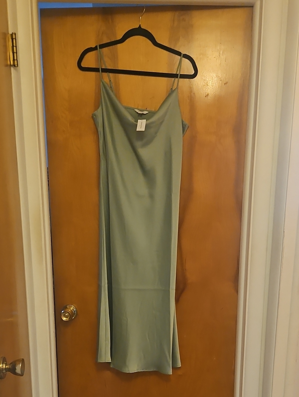 Banana Republic Factory Sage Green Satin Slip Midi Dress